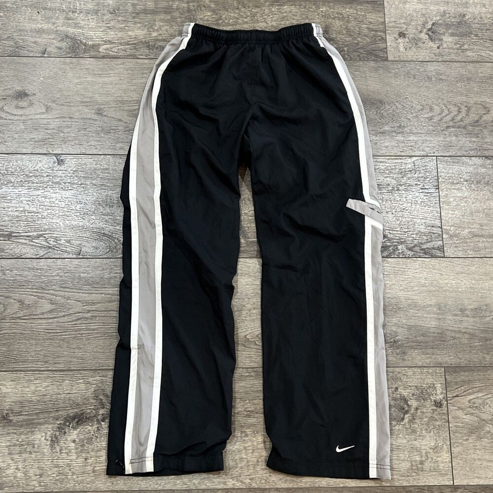 Vintage Y2K Nike Gray Tag Black Gray White Lined Track Pants - Youth XL 18-20